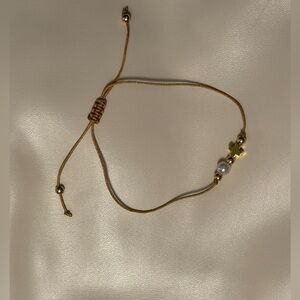 Cross/Pearl woven adjustable bracelet